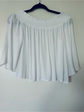 Talula White Off-Shoulder Smocked Peasant Blouse